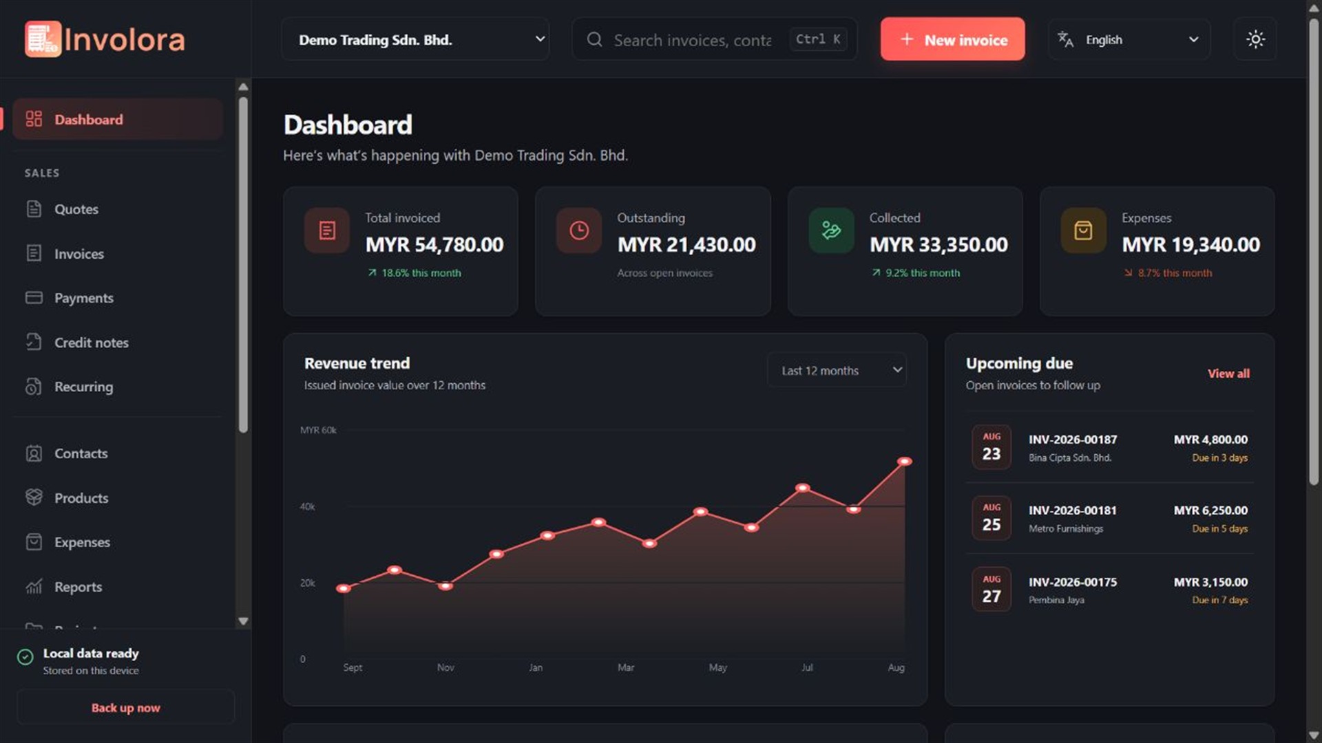 Involora local-first desktop invoicing and business operations workspace
